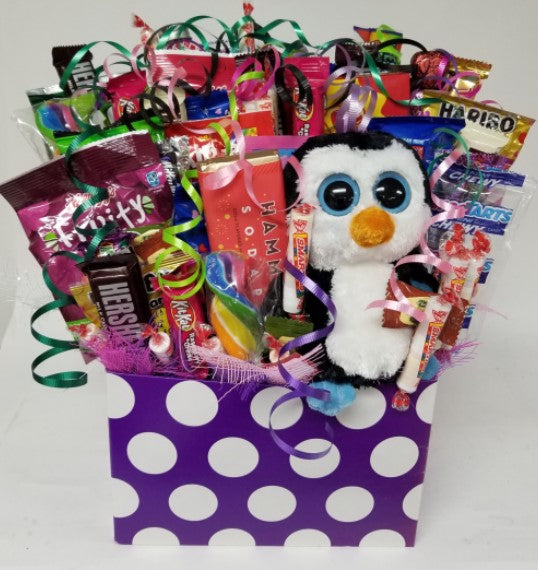 Stuffed Toy and Candy Gift Basket