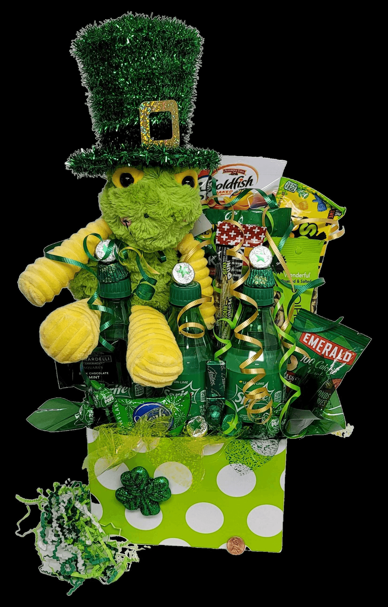 Lucky Frog Soda Snacks Gift Basket - Sweet Bouquets Gift Baskets